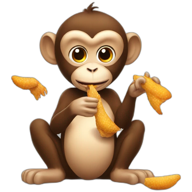 monkey eating chicken emoji