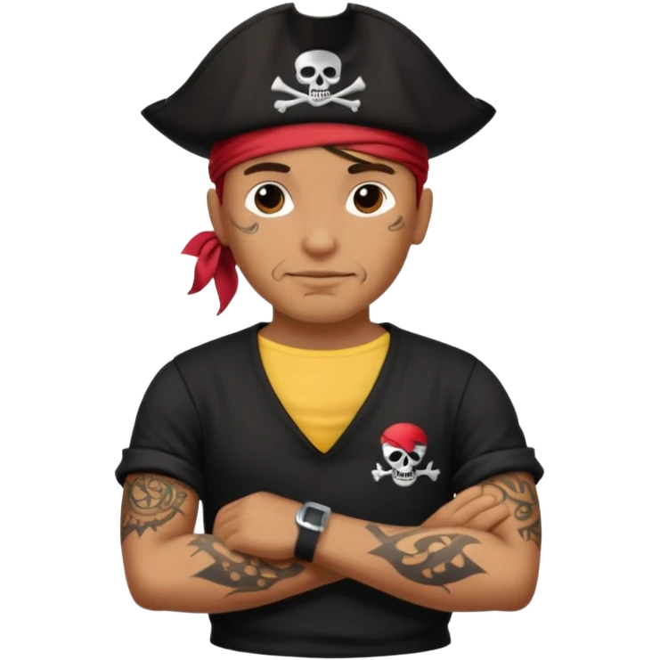Pirate with black shirt saying I love you emoji