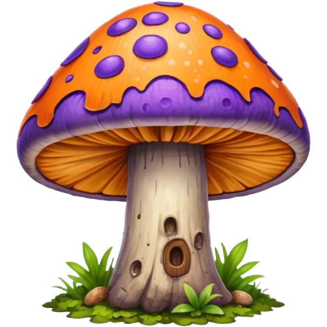wild colorful mushroom growing on tree emoji