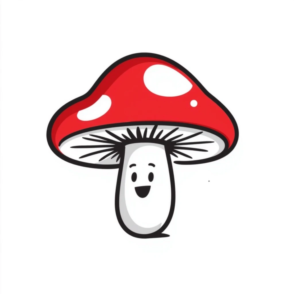 a red mushroom with a friendly greeting, hand drawn doodle style emoji