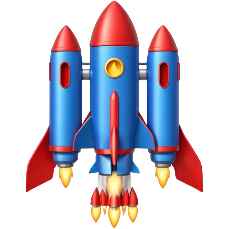 wide jetpack with rocket projectiles on both sides, back view, blue and red color scheme, apple style emoji emoji