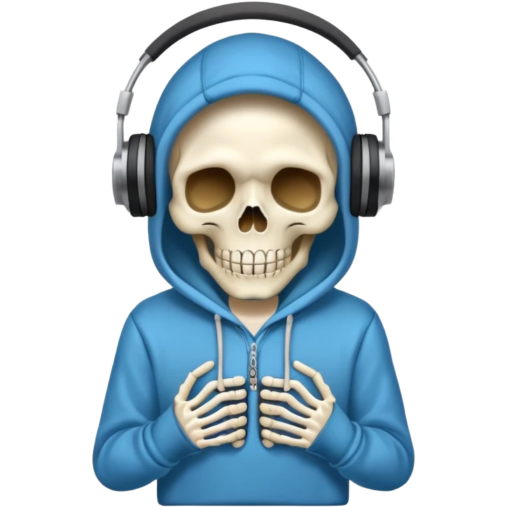 esqueleto escuchando musica con sudadera capucha emoji