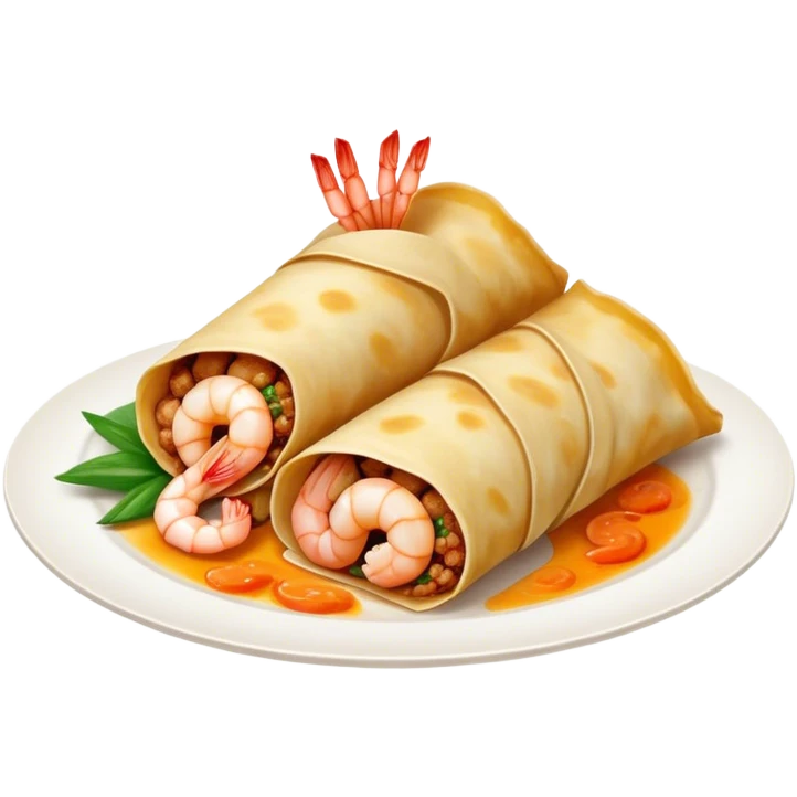Bánh Xèo Cinematic Realistic Bánh Xèo Dish Emoji, depicted as a crispy, folded crepe filled with shrimp and pork, rendered with dynamic textures and vibrant, appetizing lighting. emoji