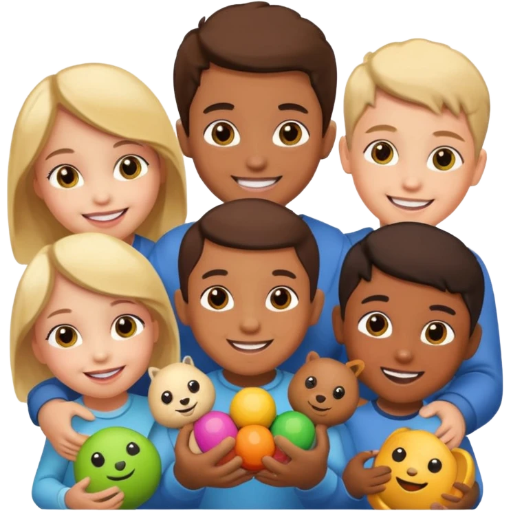enfants qui partagent un jouet emoji