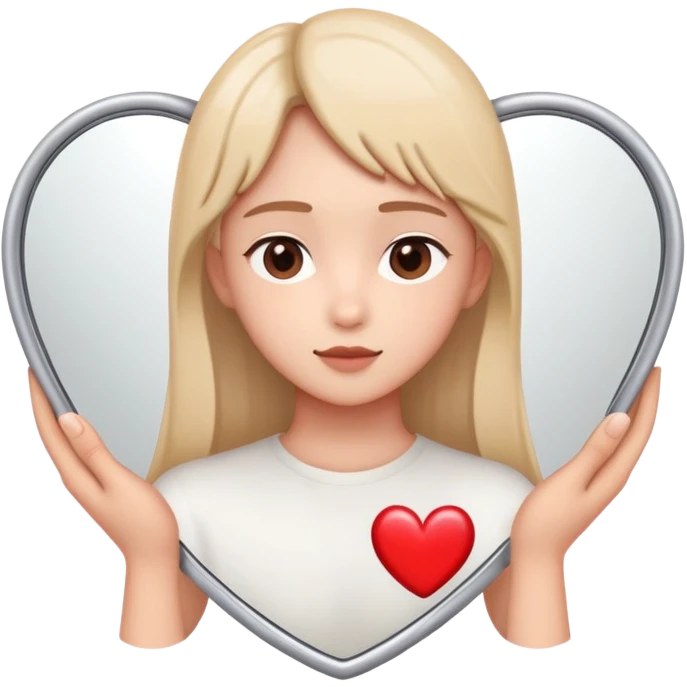 Person looking in mirror with heart for 'Love Yourself' song emoji