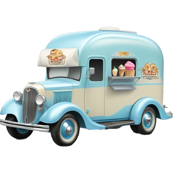 hot rod ice cream caravan,1935 pulling trailer,pearl blue  emoji