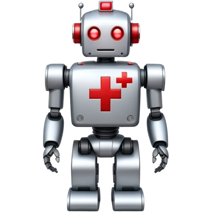 robot with red cross in front of it emoji
