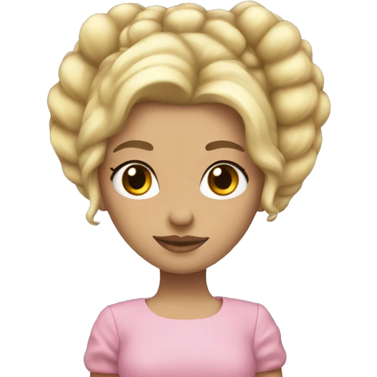 Blonde hair girl with beehive hair and crown in pink puff sleeve dress emoji