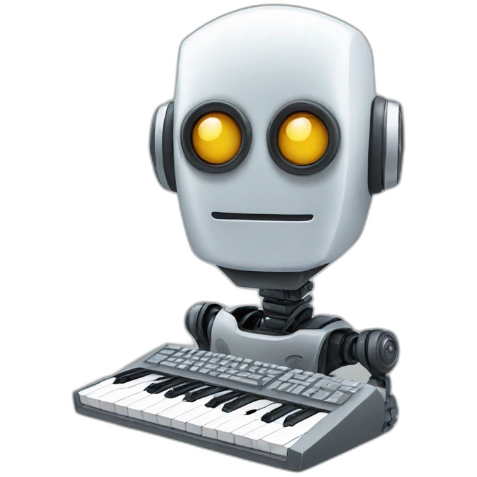 Robot head holding a keyboard emoji