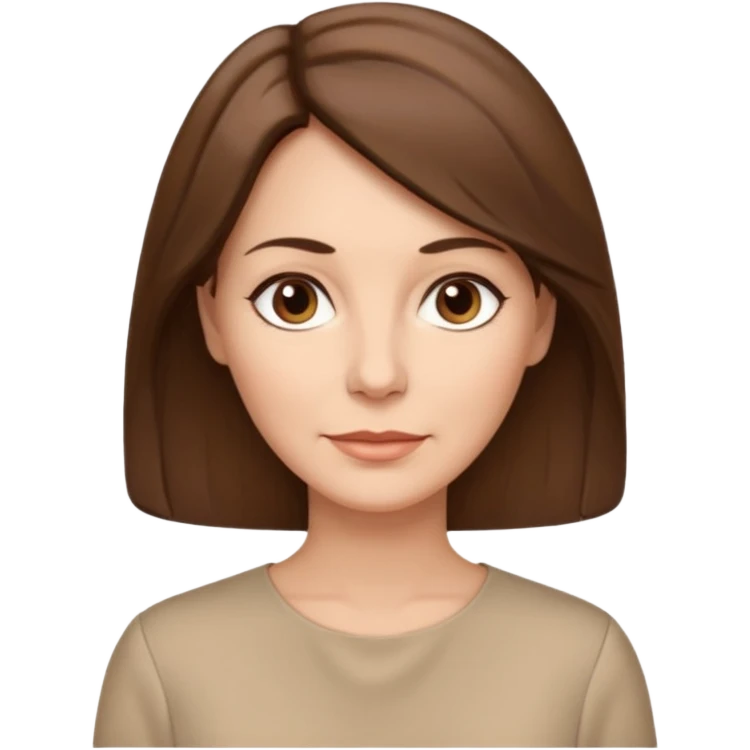 Женщина около пятидесяти лет с аккуратно уложенными волосами средней длины, мягкое, но собранное выражение лица, лаконичная блузка спокойного оттенка. emoji