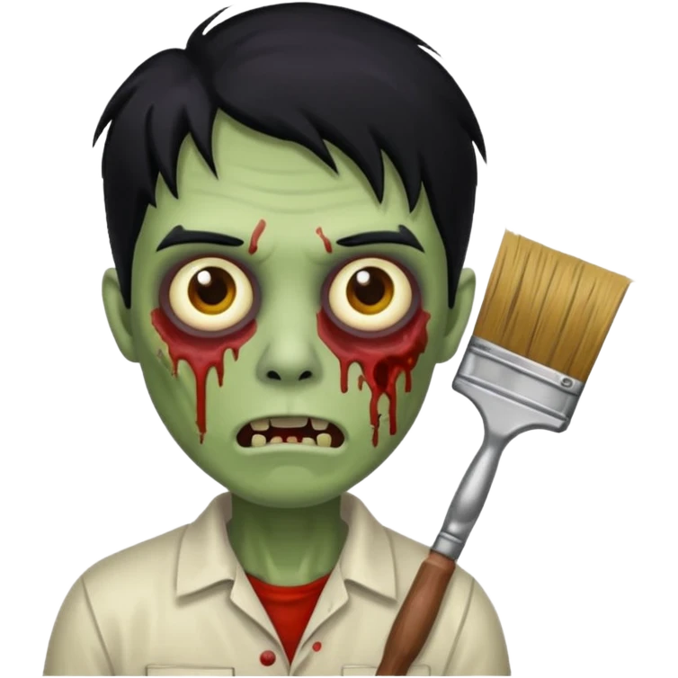 painter zombie with black hair emoji
