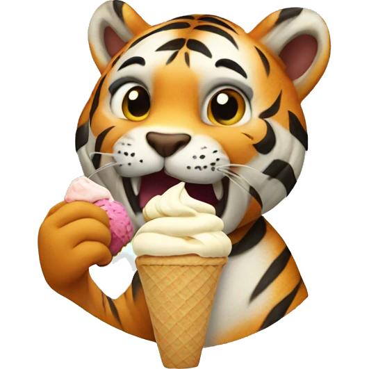 Tiger eating ice cream emoji
