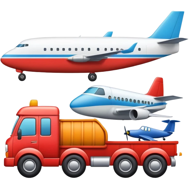apple style emoji of a truck, ship, and airplane together, alternate version, representing Transport emoji