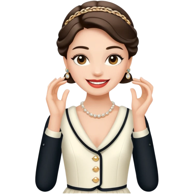 ma petite sœur, qui prend un vêtement pour adultes chez Chanel et la emoji