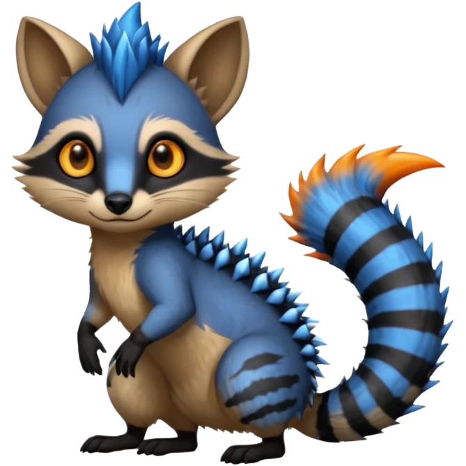 Fiery Blue-Flamed Handsome Wicked Cool Hot Edgy Badass Numbat-Trico-Civet-Vernid-fusion-hybrid-creature emoji