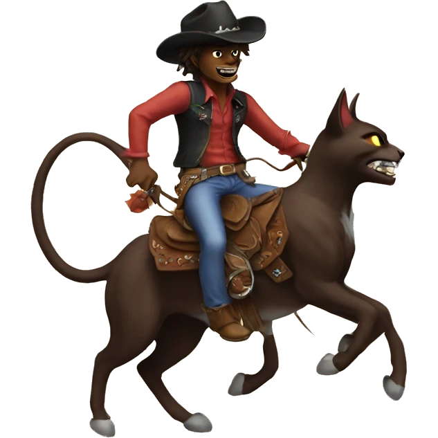 demon cowboy riding on a cat emoji
