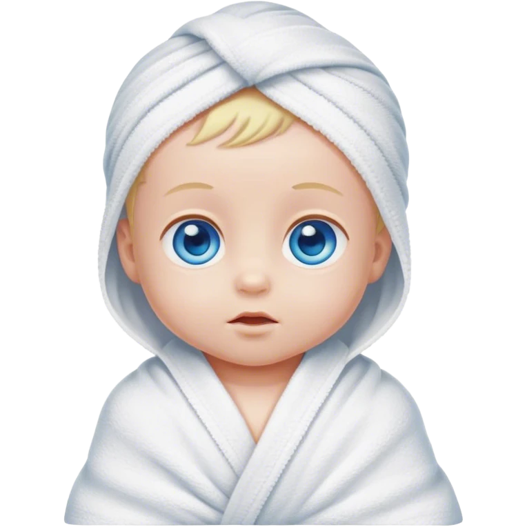 Baby wrapped  in towel,blue eyes  emoji