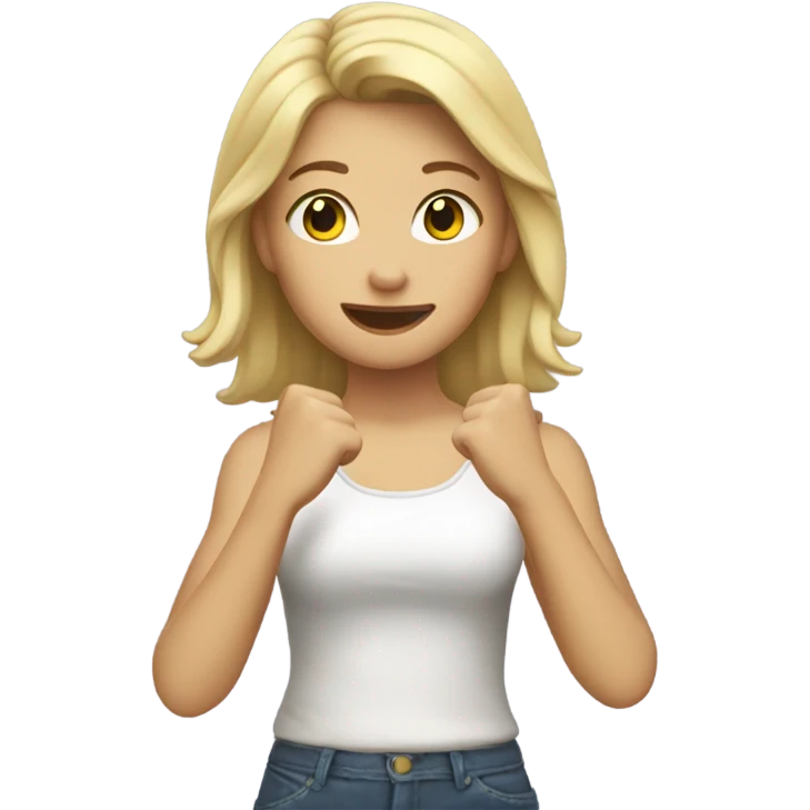 blonde girl with arms up emoji