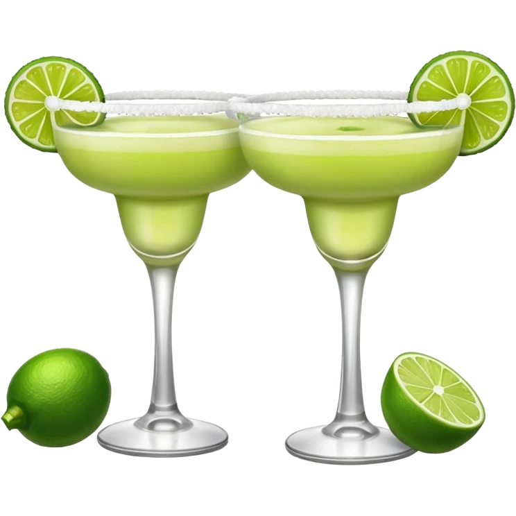 2 margaritas. one normal and one spicy. NO ICE - normal margarita glass with salt on the rim. one should be just with the margarita and the salt. the spicy one should have a small pepper inside  emoji