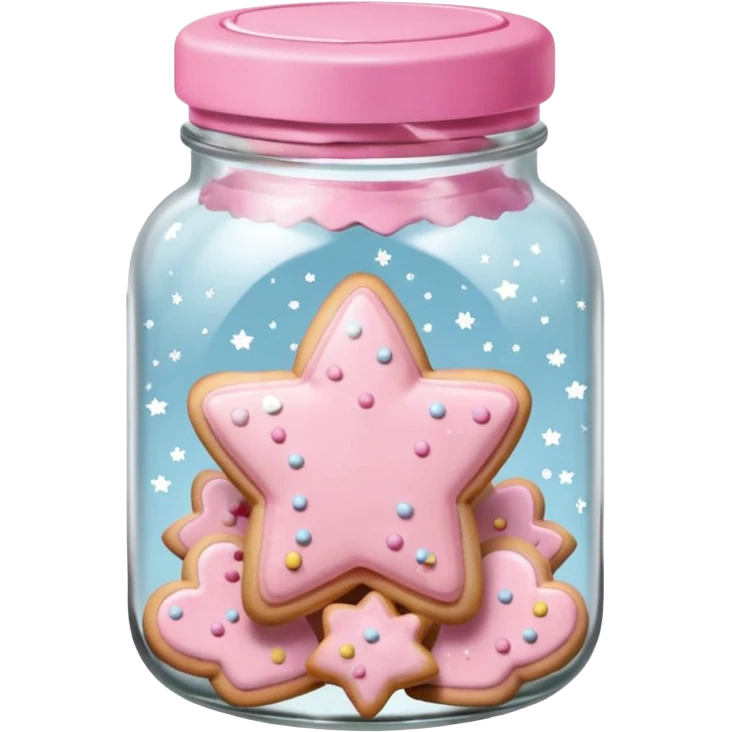 pastel pink christmas cookies in different shapes in jar with pink lid  emoji
