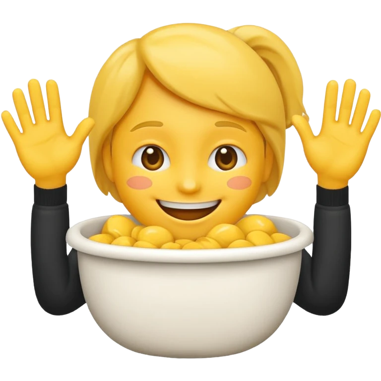 Emoji with younger out and hands scooping out on the side emoji
