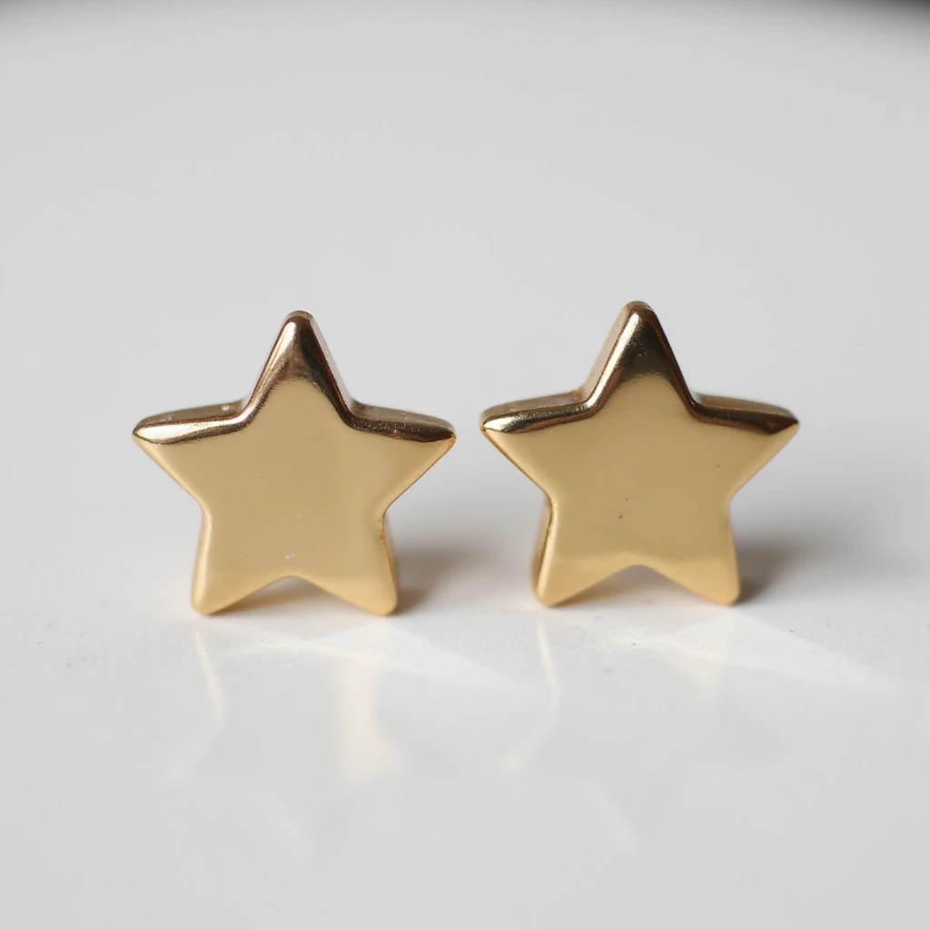 realistic star-shaped earring with a glossy finish, isolated on a transparent background, no visible background emoji