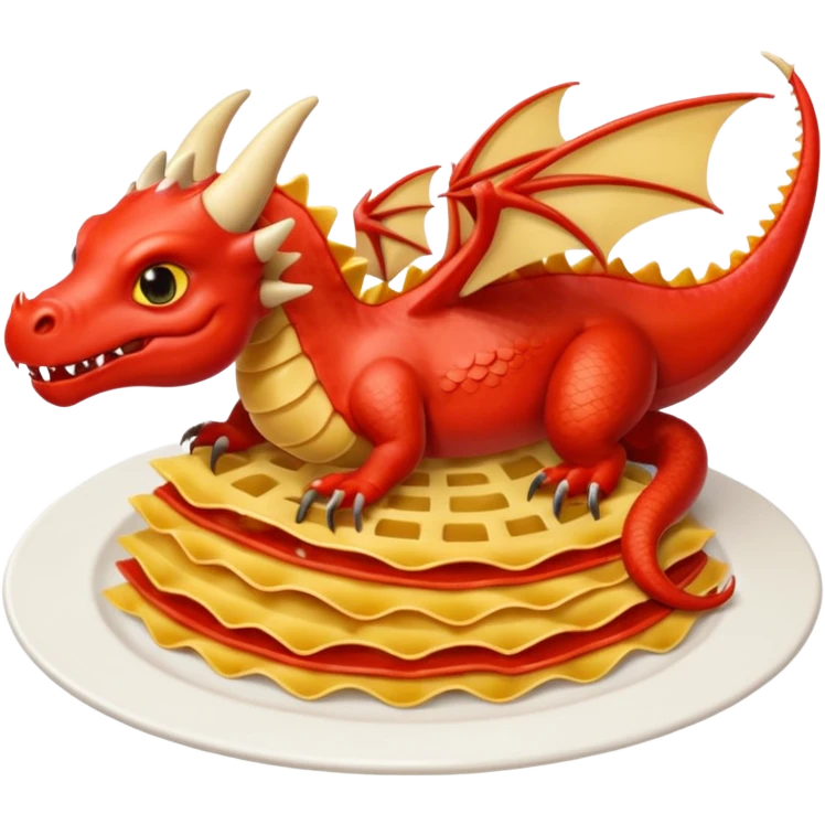 Dragon con cuerpo de pasta canelloni que el cuerpo enga su cuerpo normal con patas y que tenga tres cabezas de dragon emoji