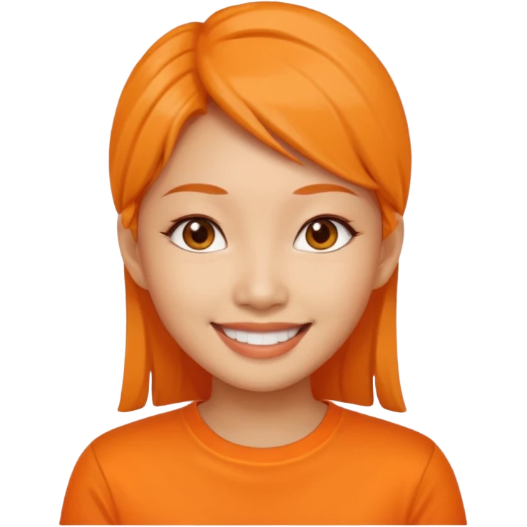 Asian woman with orange shirt emoji