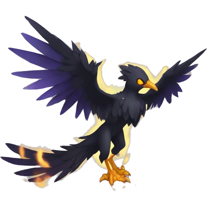 Fantasy legendary godly dark bird shadow-type-Phoenix Fakemon full body emoji