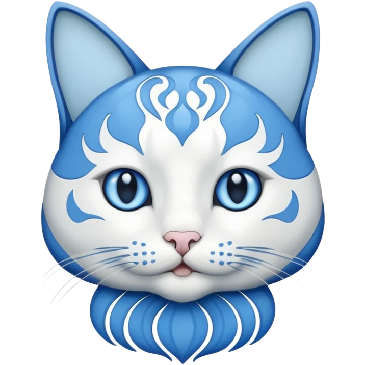 White and blue Cat art aesthetic nouveau emoji