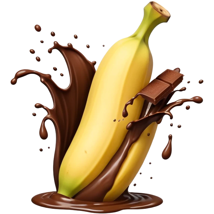 Opened banana splashing chocolate emoji
