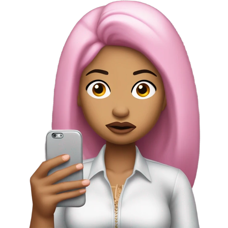 Nicki minaj looking angrily at a text on her phone emoji