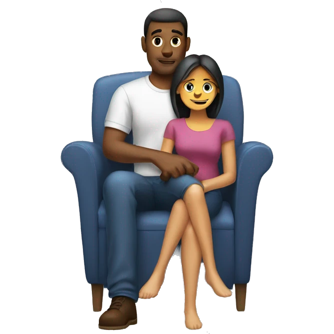 Man sitting on chair with woman on lap emoji
