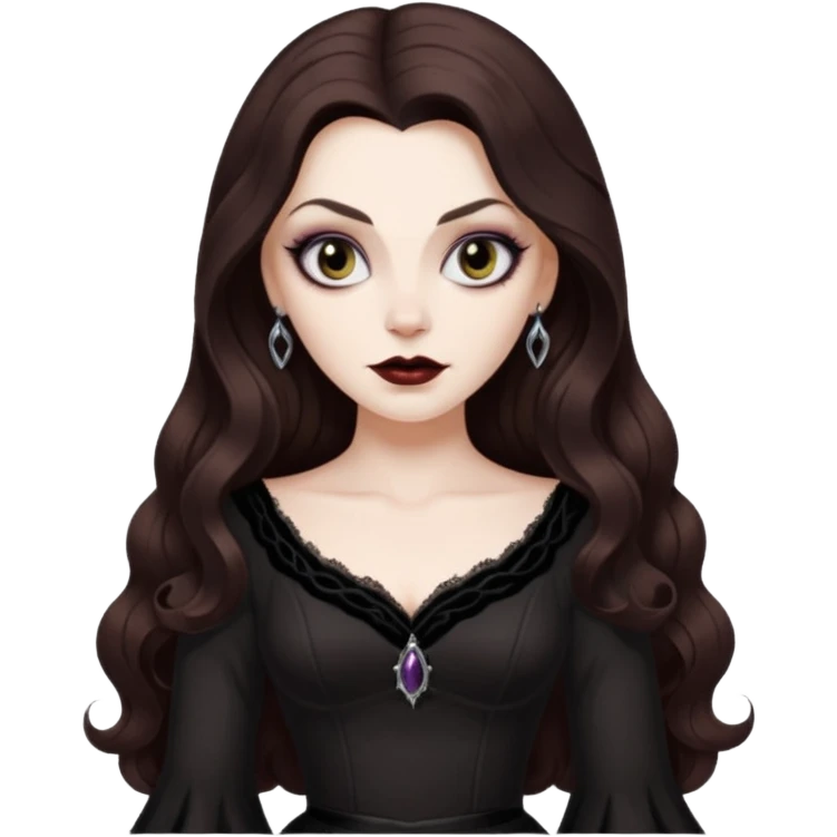 vampira cabelo ondulado longo marrom legal emoji