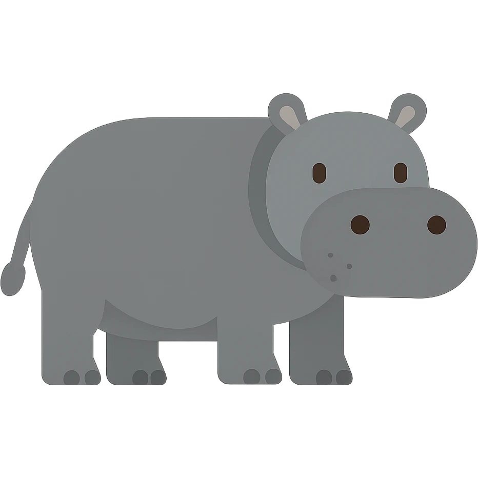 Flat design style hippopotamus emoji