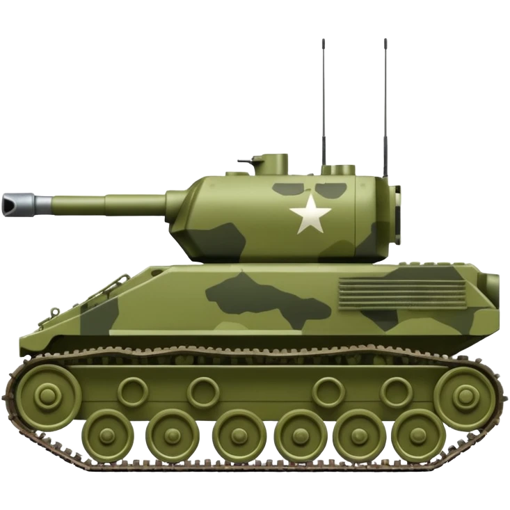 military tank, olive green and camouflage colors, robust and compact appearance emoji