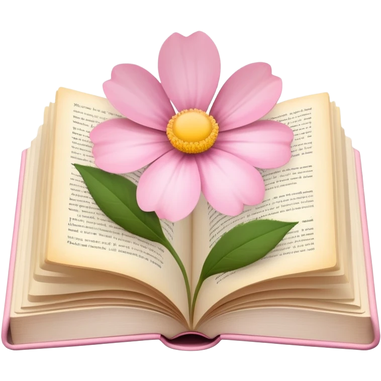 Novel open book with a light pink flower inside emoji