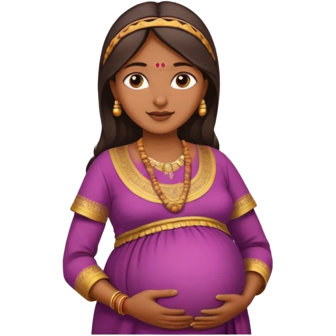 pregnant Indian woman, traditional clothing, warm expression emoji