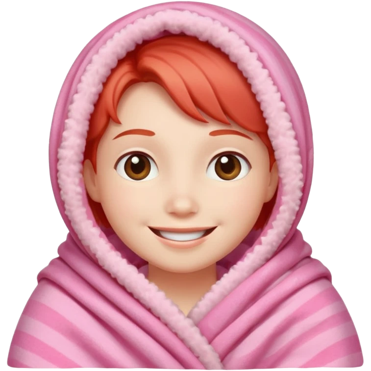 happy smile red cheeks in pink blanket emoji