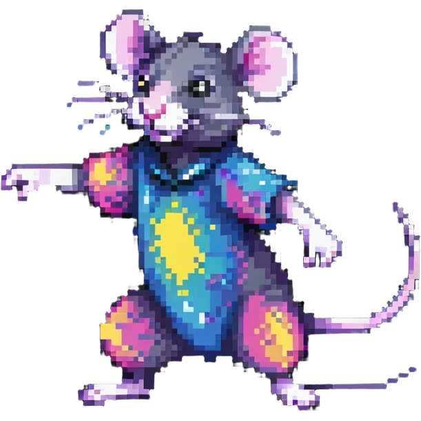 Pixel art rat doing a disco dance move emoji