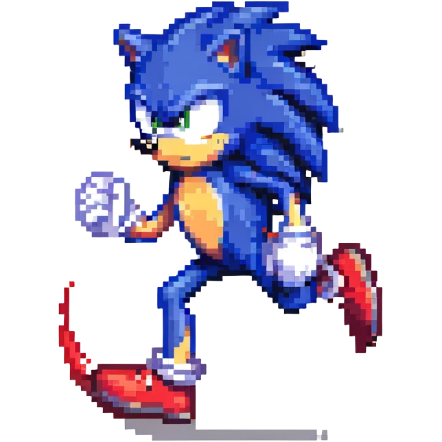 Sonic the Hedgehog sprinting with red trail emoji