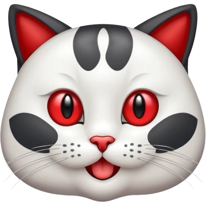 Gato negro con blanco feliz con moño rojo y un regalo 🎁 emoji