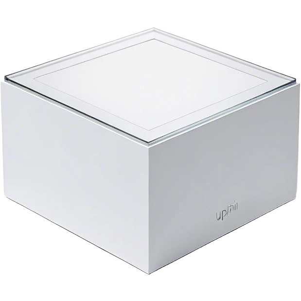 A clean, modern open box with crisp edges and a subtle shadow beneath, slightly tilted for depth. A soft glow or faint sparkles rise from inside, hinting at potential content yet to be added. The design is sleek, flat, and uncluttered, maintaining a light and inviting feel, perfect for an empty state UI. emoji
