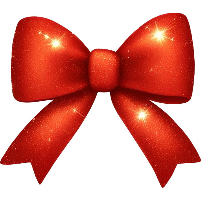 Red color bow with sparkles emoji