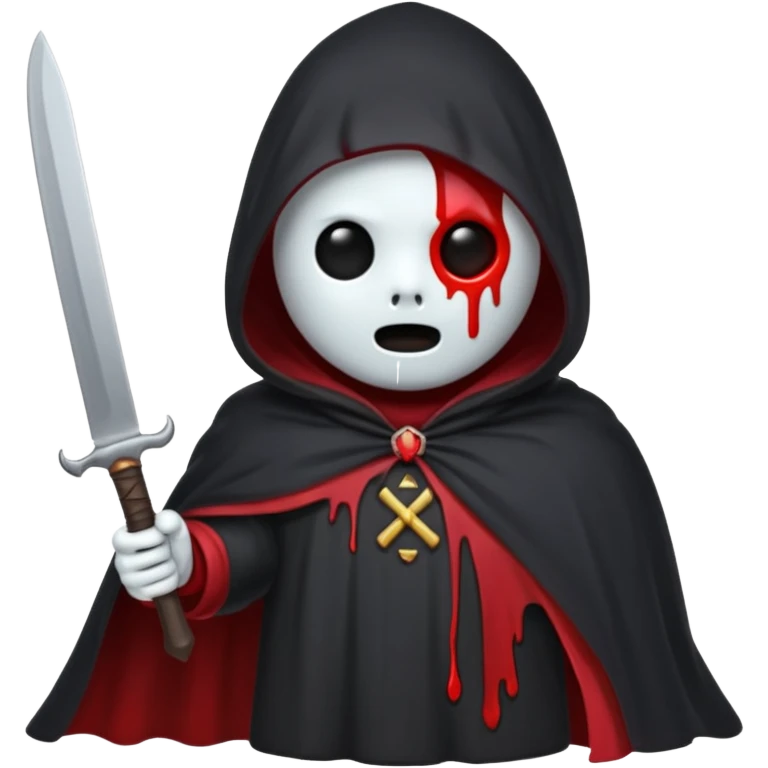 make a ghost face emoji with a cloak on and a bloody knife from the movie scream emoji