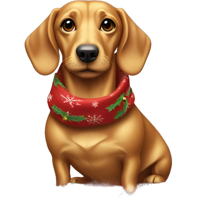 Golden Sausage Dog wearing a Christmas scarf emoji