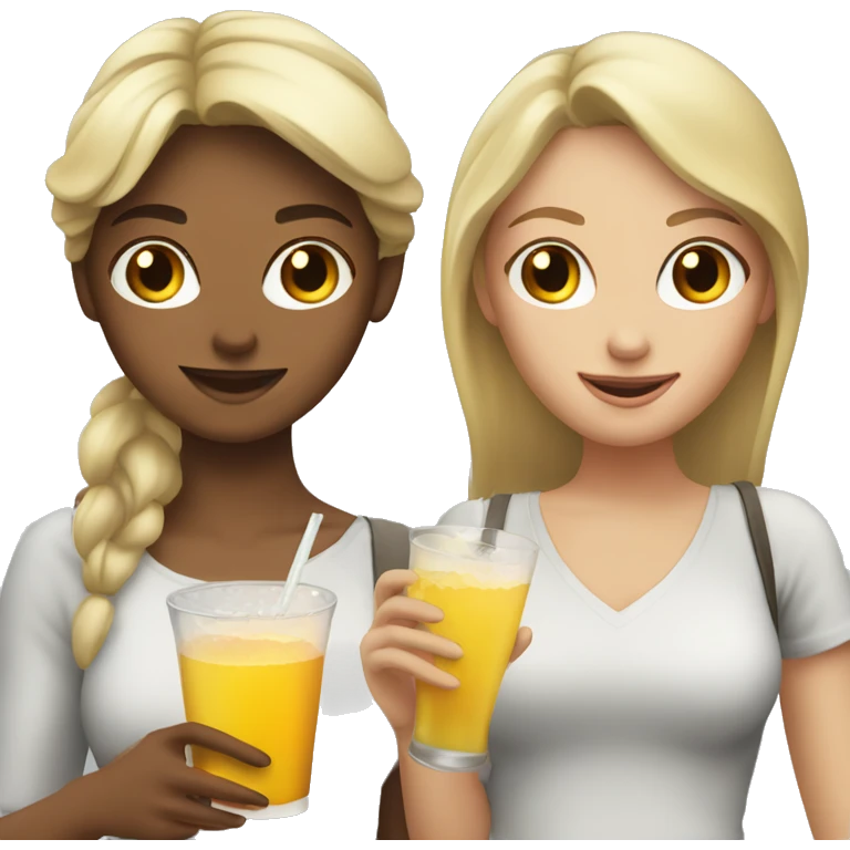 Blond and brunette girls with drinks in their hands emoji
