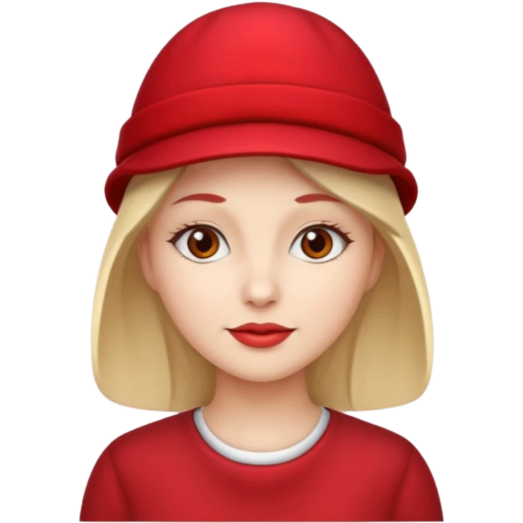 different woman with red hat emoji