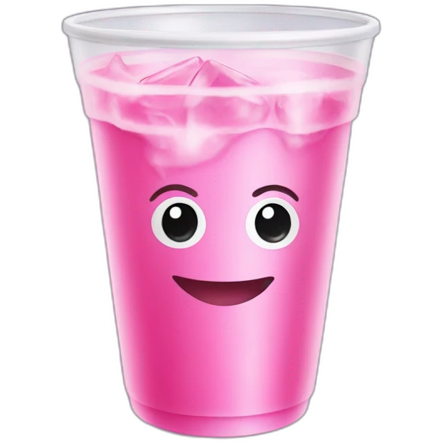 pink drink with ice cubes in a white plastic cup emoji