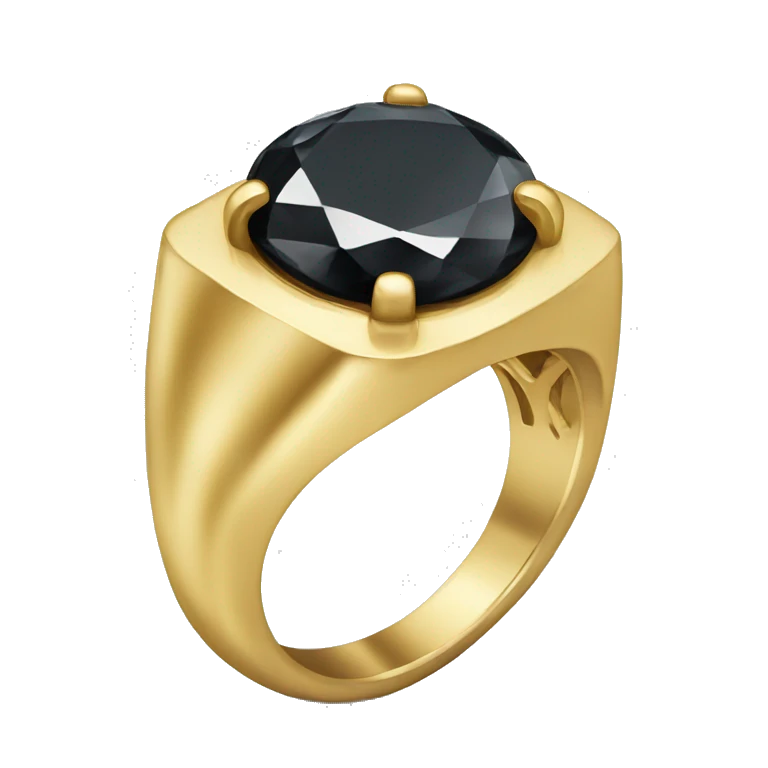 A gold ring with a black diamond emoji